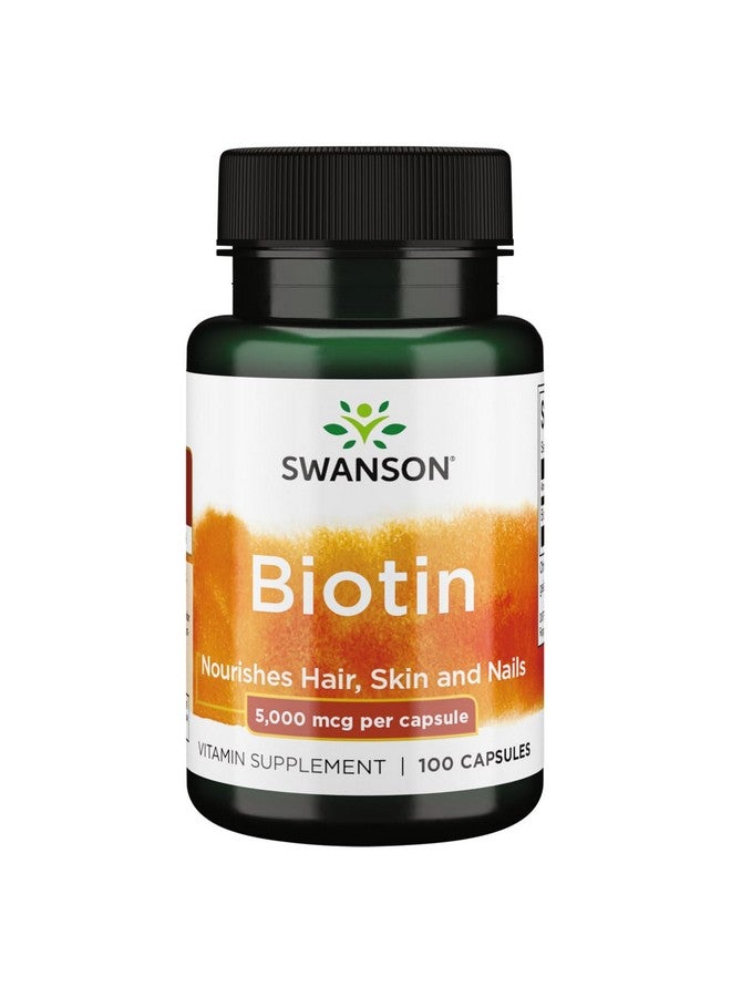 Swanson Biotin Vitamin B7 5000 mcg 100 Capsules - Image 1