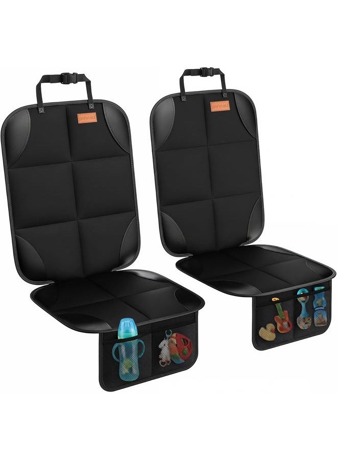 smartelf Smart elf Car Seat Protector, 2Pack Seat Protector Protects Child Seats with Thickest Padding and Non-Slip Backing Mesh Pockets for Baby and Pet, Black - Image 1