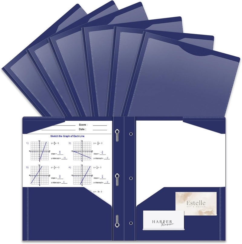 BAOFALI 24 Pack A4 Pocket Plastic Folder 2 Pockets and 3 Prongs 2 Card Slots, Durable, Tear-Resistant Heavy Duty Pocket Folders with Prongs, Colored Prong Folders for Schoolwork & Officer - Image 1