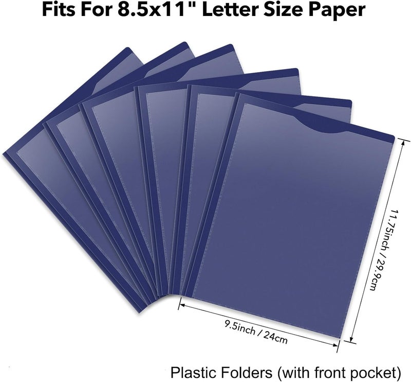 BAOFALI 24 Pack A4 Pocket Plastic Folder 2 Pockets and 3 Prongs 2 Card Slots, Durable, Tear-Resistant Heavy Duty Pocket Folders with Prongs, Colored Prong Folders for Schoolwork & Officer - Image 2