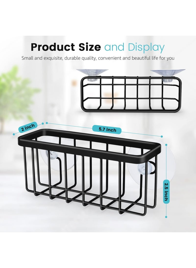 SYOSI Kitchen Sink Sponge Holder, Suction Caddy for Dish Soap and Sponge, Durable and Convenient Sink Organizer for Kitchen, Bathroom, or Laundry Room (Black) – Easy Installation, Space-Saving Design - Image 5
