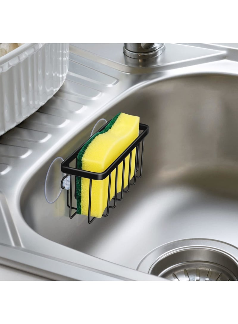 SYOSI Kitchen Sink Sponge Holder, Suction Caddy for Dish Soap and Sponge, Durable and Convenient Sink Organizer for Kitchen, Bathroom, or Laundry Room (Black) – Easy Installation, Space-Saving Design - Image 3