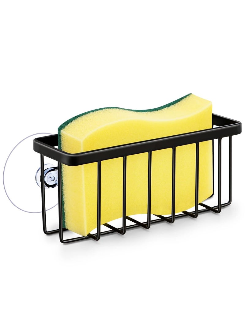 SYOSI Kitchen Sink Sponge Holder, Suction Caddy for Dish Soap and Sponge, Durable and Convenient Sink Organizer for Kitchen, Bathroom, or Laundry Room (Black) – Easy Installation, Space-Saving Design - Image 1