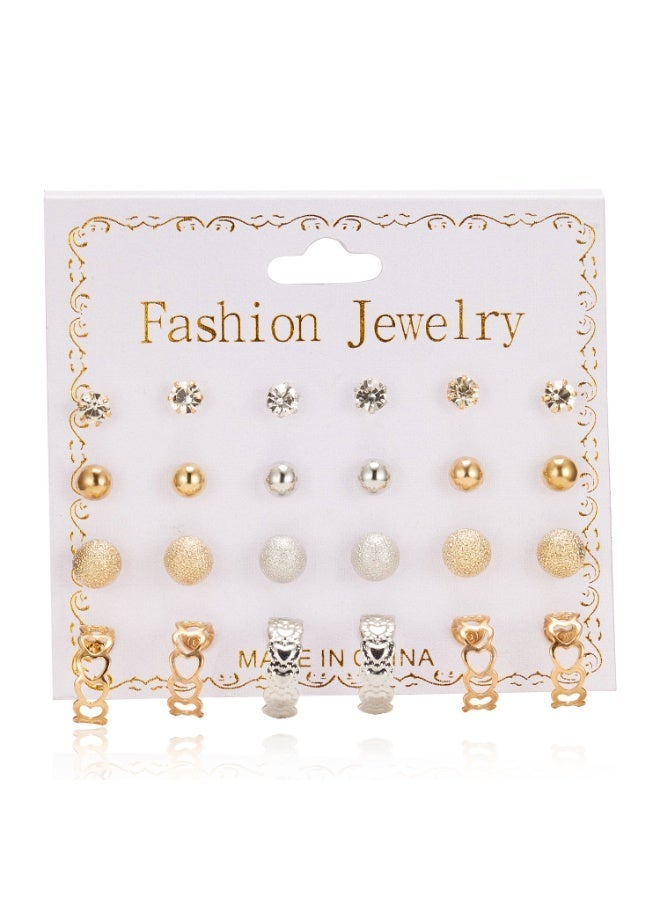 ووفيكسر مجموعة من 24 زوجًا من الأقراط المرصعة المتنوعة للنساء والفتيات، أقراط ذهبية وفضية مرصعة بالكريستال واللؤلؤ على شكل قلب ونجمة، عبوة هدايا مجوهرات أنيقة - Image 3