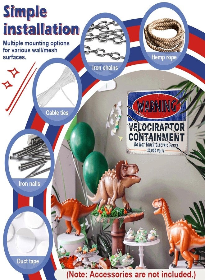 Rasonus Dinosaur Birthday Party Decorations Tin Sign Jurassic Wall Art for Boys Room, Garage, Bedroom, or Man Cave, Prehistoric Vintage Kids Dino Lovers Gift Party Supplies 8x12 - Image 4