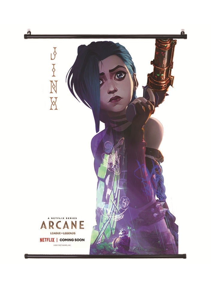 Jinx Poster Art Fabric Material League of Legends ARCANE Paintings LOL Home Decoration