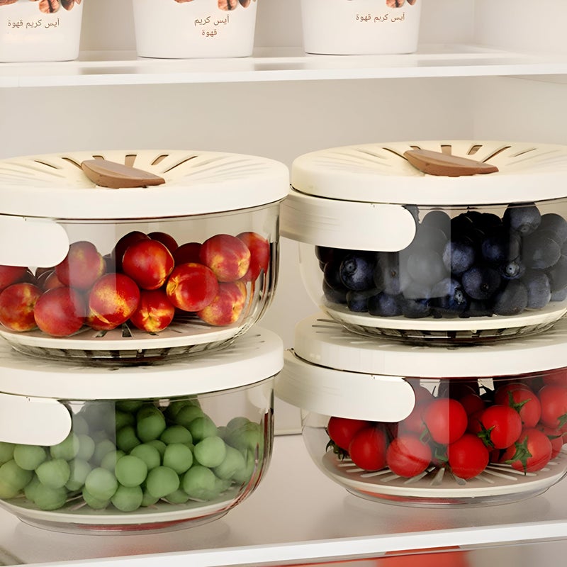 Multi-Function Bowl - A large, lid-covered, foldable-handle food prep station featuring a combined fruit filter and vegetable strainer compatible with refrigerator shelves, plus easy-drain design - Image 2