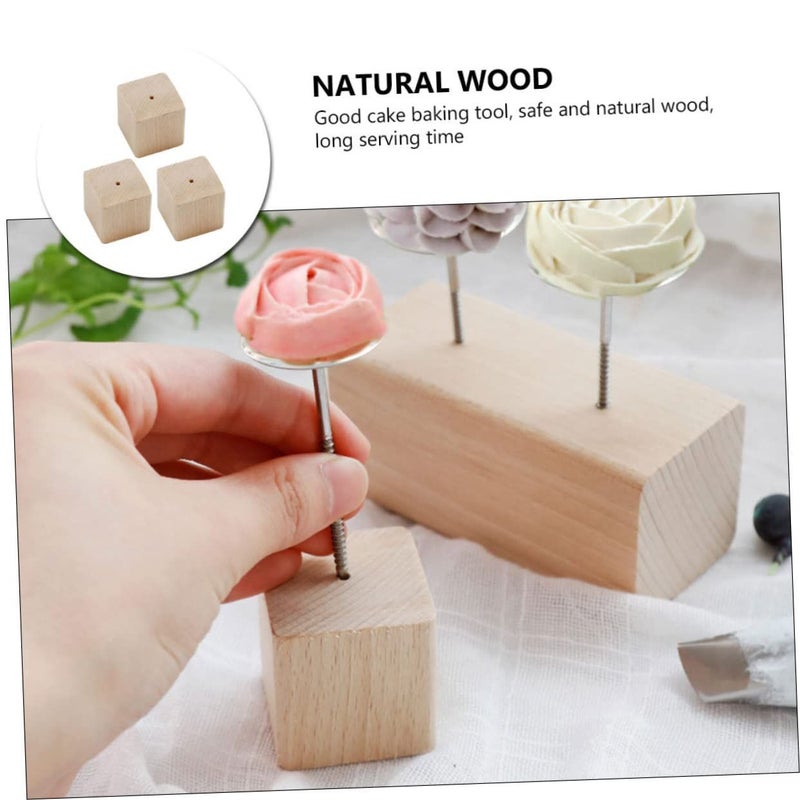 Natural Wood Flower Nail Display Base Set For Cake Decorating Icing Flowers - Image 3
