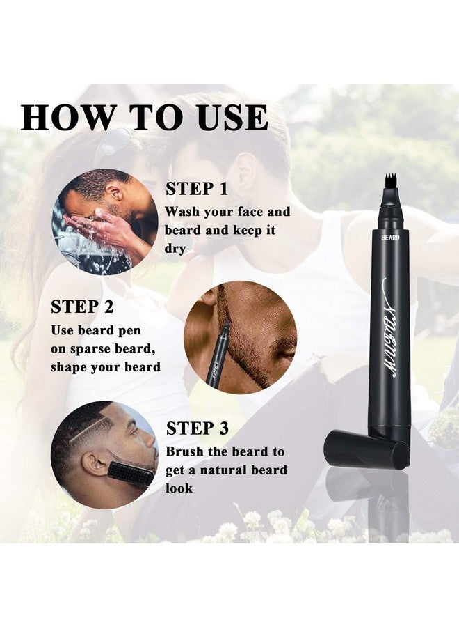 MUFUN Beard Pencil Filler For Men - Sweat Proof, Water Resistance, Long Lasting & Natural Finish Barber Pencil, Enhance Facial Hair, Mustache Repair Shape (Black) - Image 4