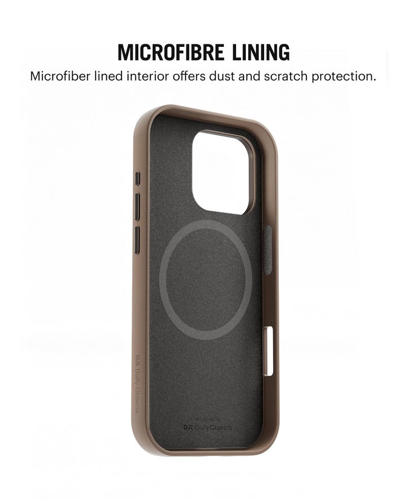 DailyObjects Leatherite Case for iPhone 16 Pro Max Compatible with Mag-Safe Wireless Charging | Black-Beige Hybrid Magnetic Back Cover - Image 5