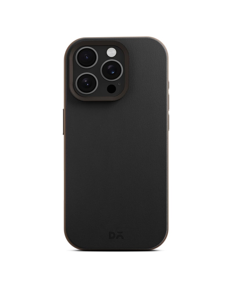 DailyObjects Leatherite Case for iPhone 16 Pro Max Compatible with Mag-Safe Wireless Charging | Black-Beige Hybrid Magnetic Back Cover - Image 1