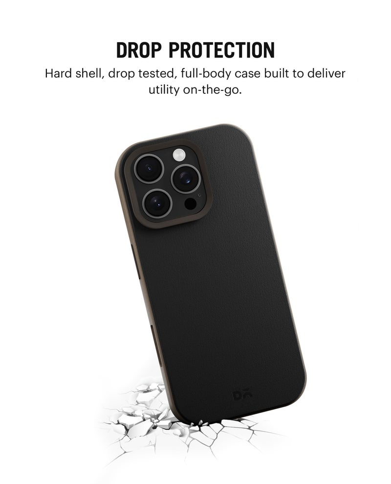 DailyObjects Leatherite Case for iPhone 16 Pro Max Compatible with Mag-Safe Wireless Charging | Black-Beige Hybrid Magnetic Back Cover - Image 4