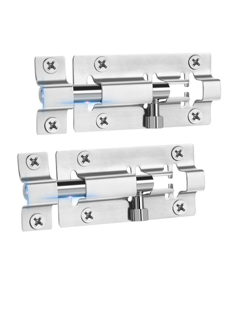 Loquat 2 Pack Barrel Bolt Latch, 3 Inches Slide Lock Thickened Stainless Steel Slide Bolt Latch Slide Latch Lock Door Bolt Lock with Screws - Image 1