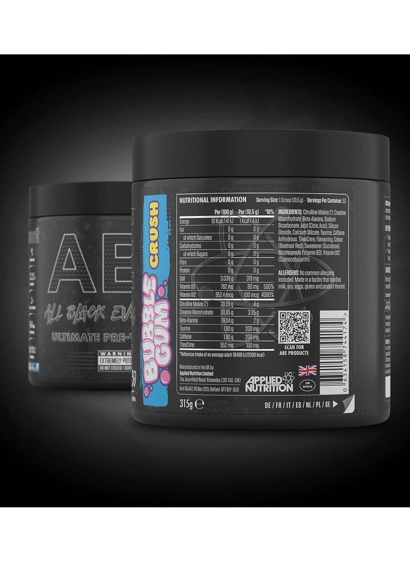 Applied Nutrition - Abe Pre Workout - All Black Everything Pre Workout Powder, Energy & Physical Performance With Citrulline, Creatine, Beta Alanine (375G - 30 Servings) (Bubblegum Crush) - Image 1