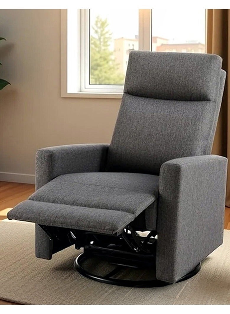 رويال أوك كرسي استرخاء رويالوك ديفيس بمقعد واحد قماشي باللون الرمادي | وظيفة هزازة وقابلة للدوران | تنجيد ناعم وحشوة مريحة وقاعدة متينة – كرسي استرخاء عصري لغرفة المعيشة - Image 1