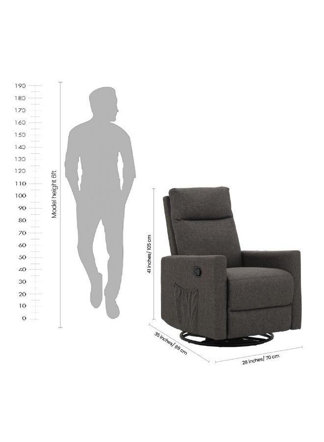 ROYALOAK Davis Fabric Recliner Single Seater in Grey | Rocker & Swivel Function | Soft Upholstery, Comfortable Cushioning & Sturdy Base â€“ Modern Recliner Chair for Living Room - Image 5
