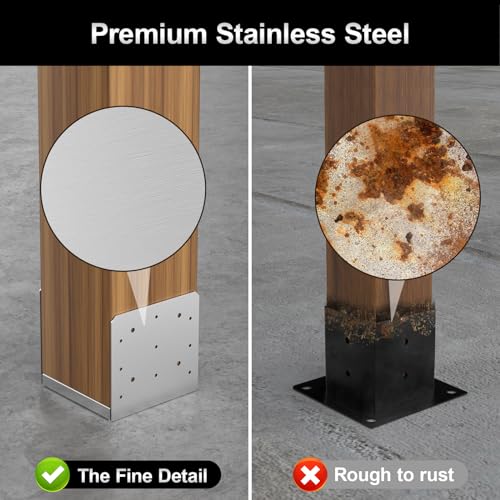 FMhotu 8"x 8" Post Base, 1Pcs Stainless Steel Adjustable Post Anchor Bracket(Internal 7.5" x 7.5"), Adjustable Post Base for Pavilion Deck Porch Handrail Railing Support Decorative Anchor Plate - Image 5