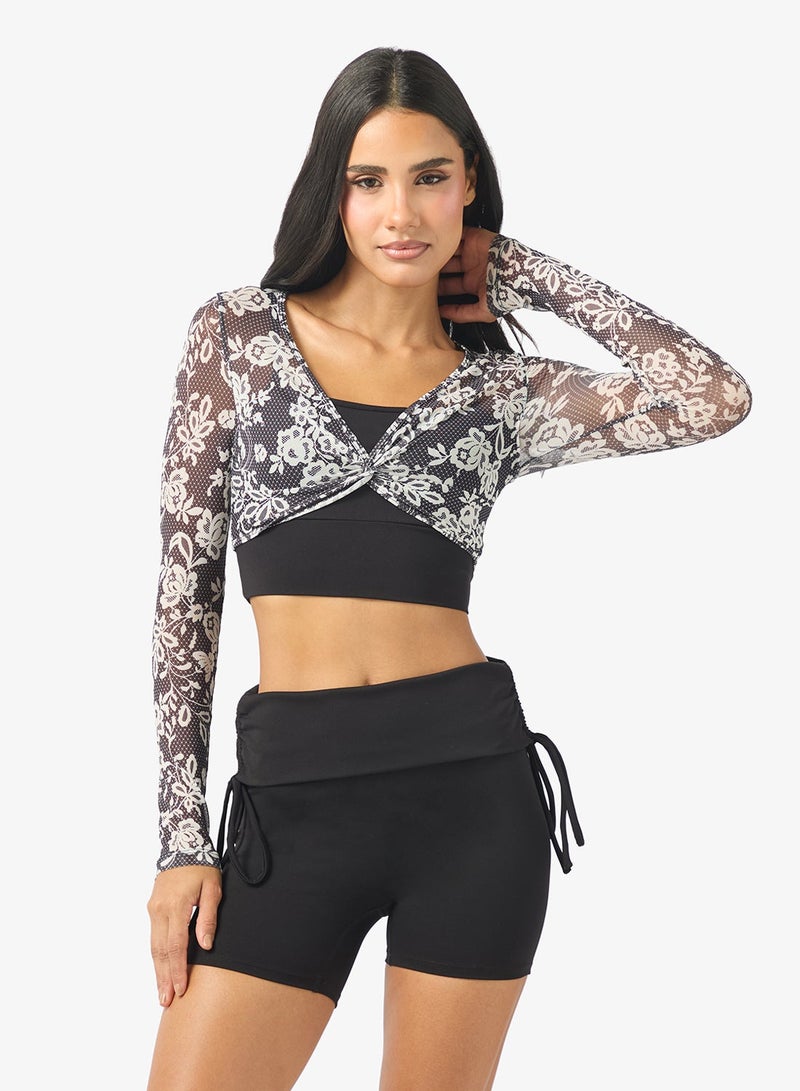FRWD Floral Mesh Layered Top with Vest - Image 1