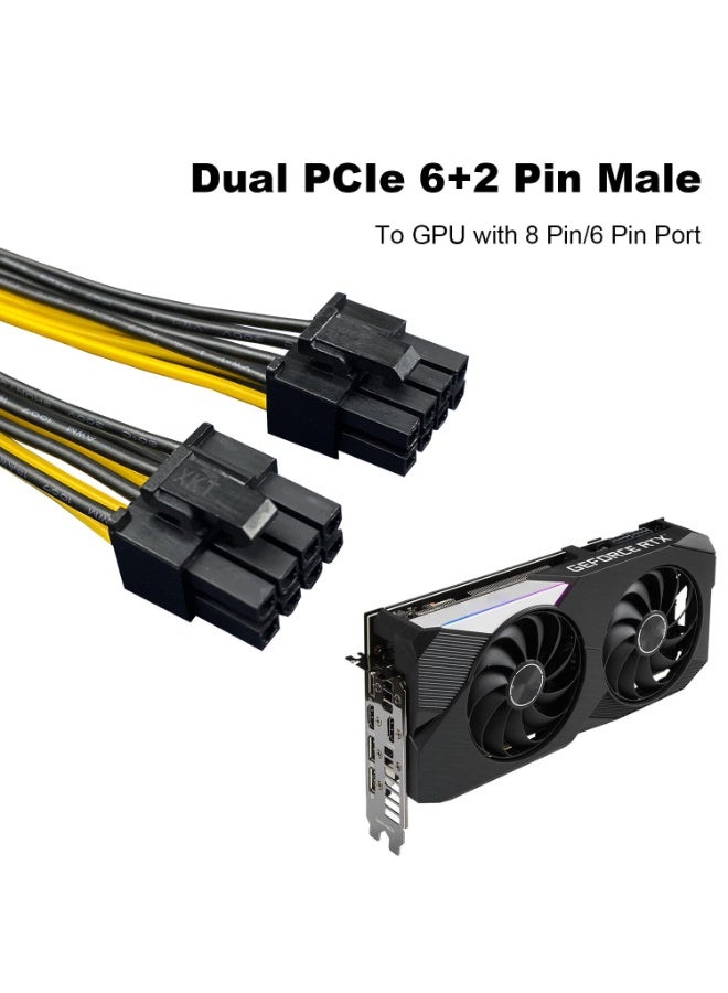 كابل مقسم PCIe، كابل طاقة مقسم 8 سنون إلى 8 PCIe مزدوج عميق في المناجم، موصل بطاقة الرسومات PCI Express GPU سلك تمديد 12 بوصة موصلات بلاستيكية ومعدنية متينة، (حزمة من 8 قطع) - Image 4