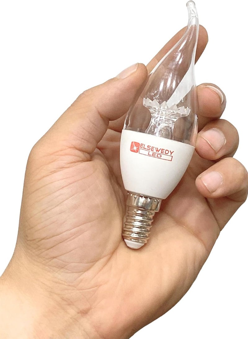 السويدى لمبة كريستال LED  من السويدي، تعمل بقدرة 6 واط   (لون دافئ، طرف لهب)، أبيض 3 قطع - Image 3