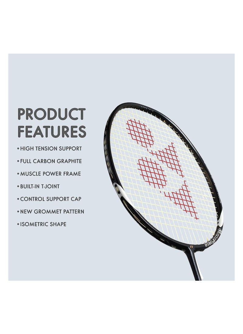 Muscle Power 29 Carbon Graphite Strung Badminton Racket with Full Racket Cover | For Intermediate Players | 85 grams | Maximum String Tension - 30lbs