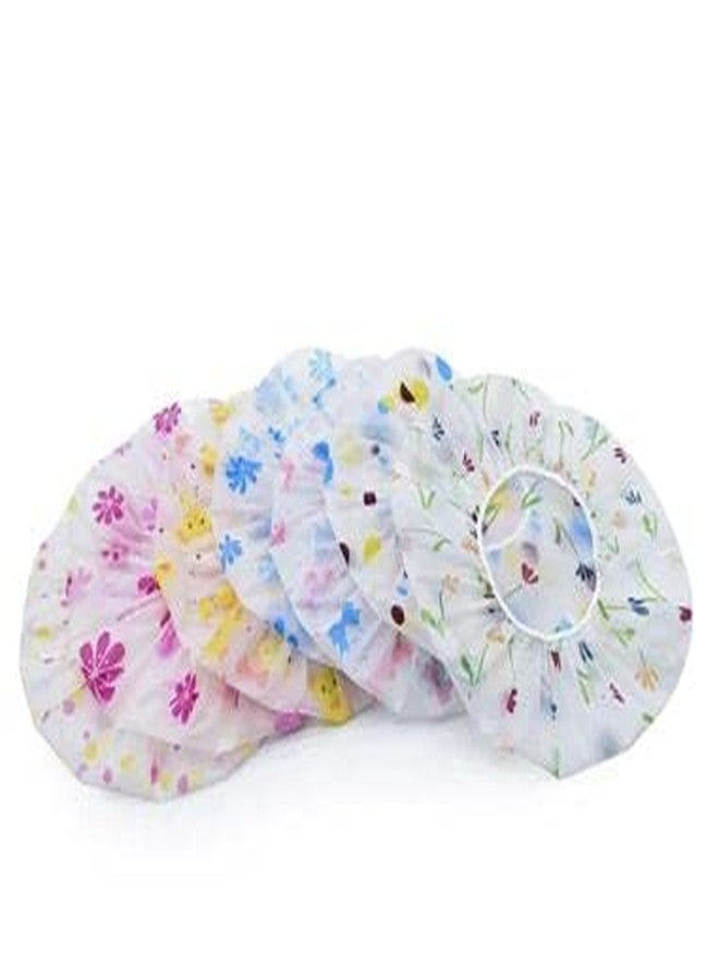 AKADO Waterproof reusable printed elastic bathroom shower caps for homes, spas, salons, hair treatment, and beauty parlors (6 PCS - multicolor) - Image 1