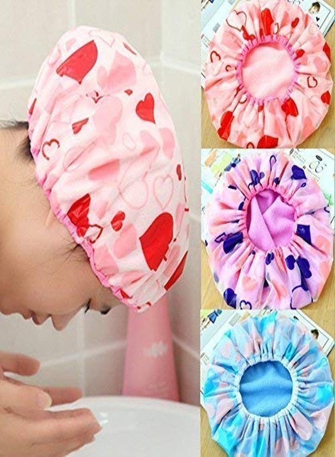 AKADO Waterproof reusable printed elastic bathroom shower caps for homes, spas, salons, hair treatment, and beauty parlors (6 PCS - multicolor) - Image 2