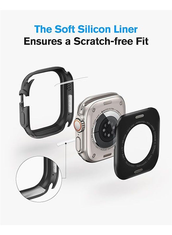 general Metal Screen Case for Apple Watch Ultra 2/Ultra 49mm, Slim Frame with 9H Tempered Glass Film and Back Cover, Water Resistant - Image 4