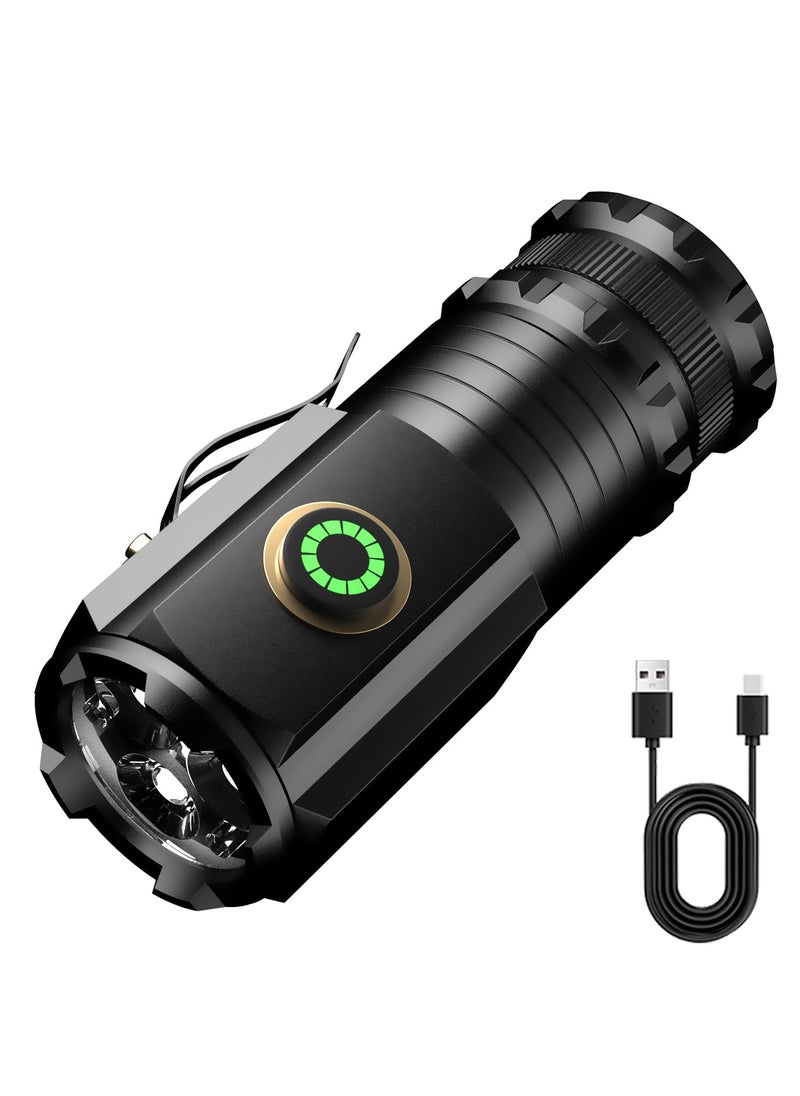 ASORT ASORT Mini Flashlight LED Handheld Super Bright 5000 Lumen Rechargeable5 Lighting ModesWaterproofing 3LED Lamp Beads Outdoor Emergency Camping  - Image 1
