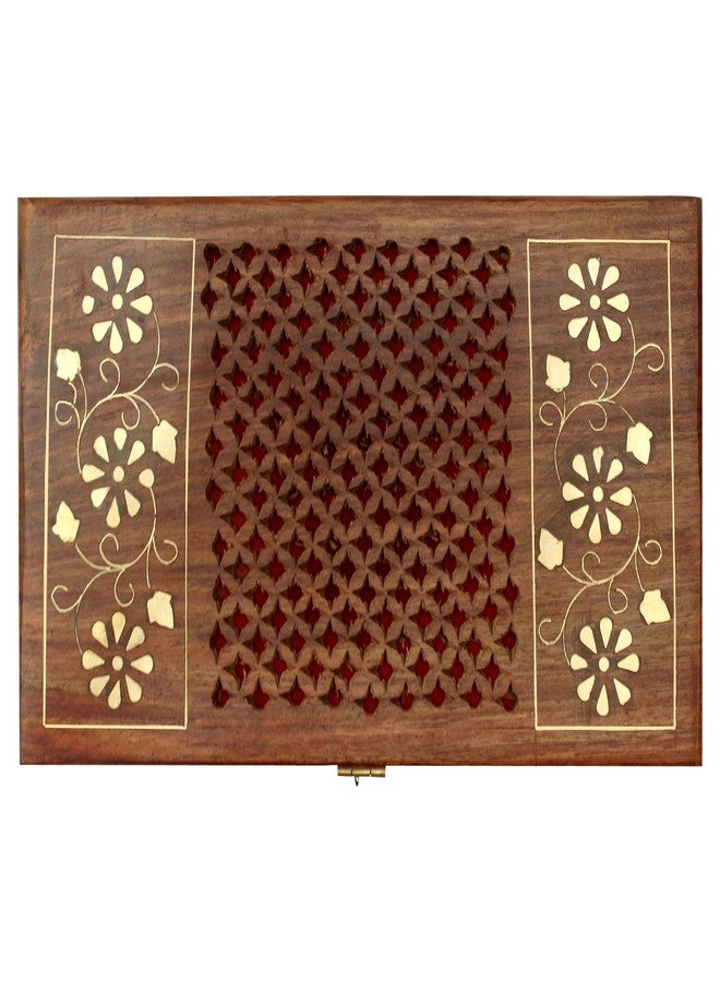 ات او اس 365 صندوق مجوهرات خشبي صغير مصنوع يدويًا من ITOS365 للنساء - لون بني خشبي | منظم أنيق لتخزين المجوهرات بنقوش يدوية جميلة | صندوق مجوهرات مزخرف | هدية - Image 5