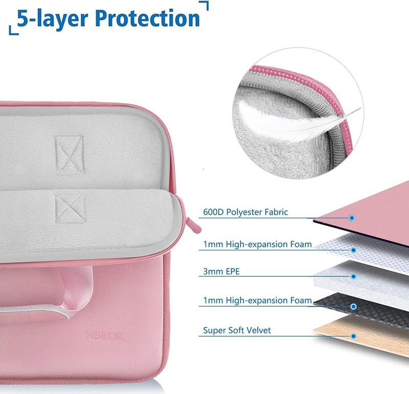 HSEOK Water-Repellent Laptop Sleeve Bag Compatible 13-13.3 Inch MacBook Air Pro, Surface Laptop, Notebook Handbag with Small Case, Baby Pink - Image 3