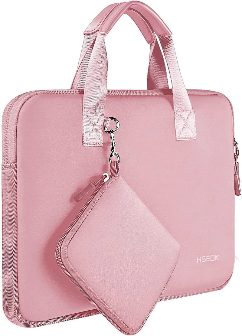 HSEOK Water-Repellent Laptop Sleeve Bag Compatible 13-13.3 Inch MacBook Air Pro, Surface Laptop, Notebook Handbag with Small Case, Baby Pink - Image 1