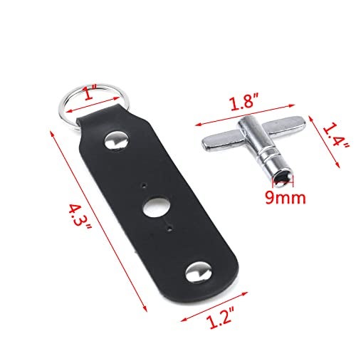 Dnyta 2 Pack T-Shaped Drum Tuning Key with Leather Key Chain Drum Adjusting Accessory Wrench Drum Kit Universal Tool-Black - Image 2