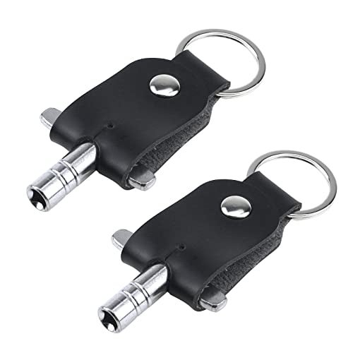 Dnyta 2 Pack T-Shaped Drum Tuning Key with Leather Key Chain Drum Adjusting Accessory Wrench Drum Kit Universal Tool-Black - Image 1