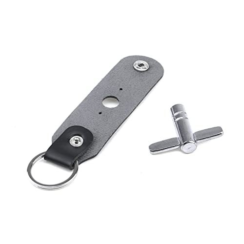 Dnyta 2 Pack T-Shaped Drum Tuning Key with Leather Key Chain Drum Adjusting Accessory Wrench Drum Kit Universal Tool-Black - Image 4
