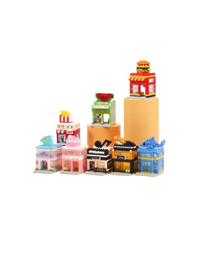 Compatible With Lego Mini Building Street Scene Assembly Blocks Children's Educational Student Model Toys Stall Mini Street Scene - Image 5