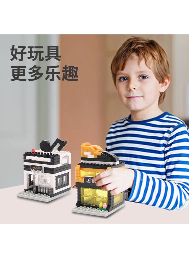 Compatible With Lego Mini Building Street Scene Assembly Blocks Children's Educational Student Model Toys Stall Mini Street Scene - Image 4