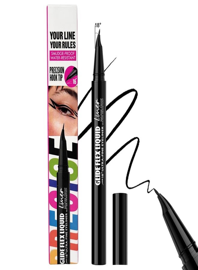 Jutqut Black Waterproof Liquid Eyeliner, Long-lasting Eye Liner with Ultra-Fine Brush-Tip for Precise Finish, Smudge-Proof Transfer-Resistant Formula, Smooth Glide Micro Angled Liquid Liner Pen - Image 1
