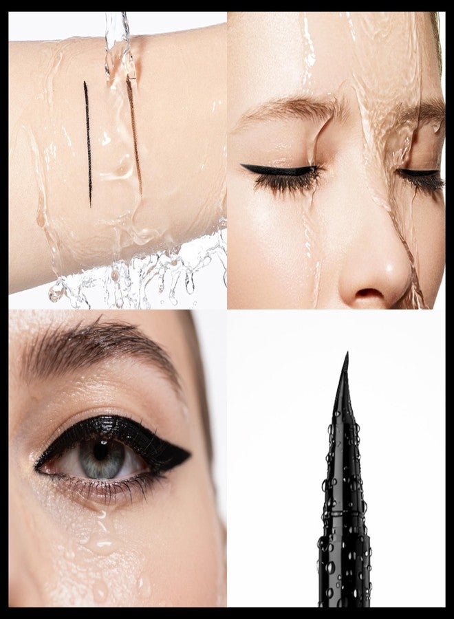 Jutqut Black Waterproof Liquid Eyeliner, Long-lasting Eye Liner with Ultra-Fine Brush-Tip for Precise Finish, Smudge-Proof Transfer-Resistant Formula, Smooth Glide Micro Angled Liquid Liner Pen - Image 5
