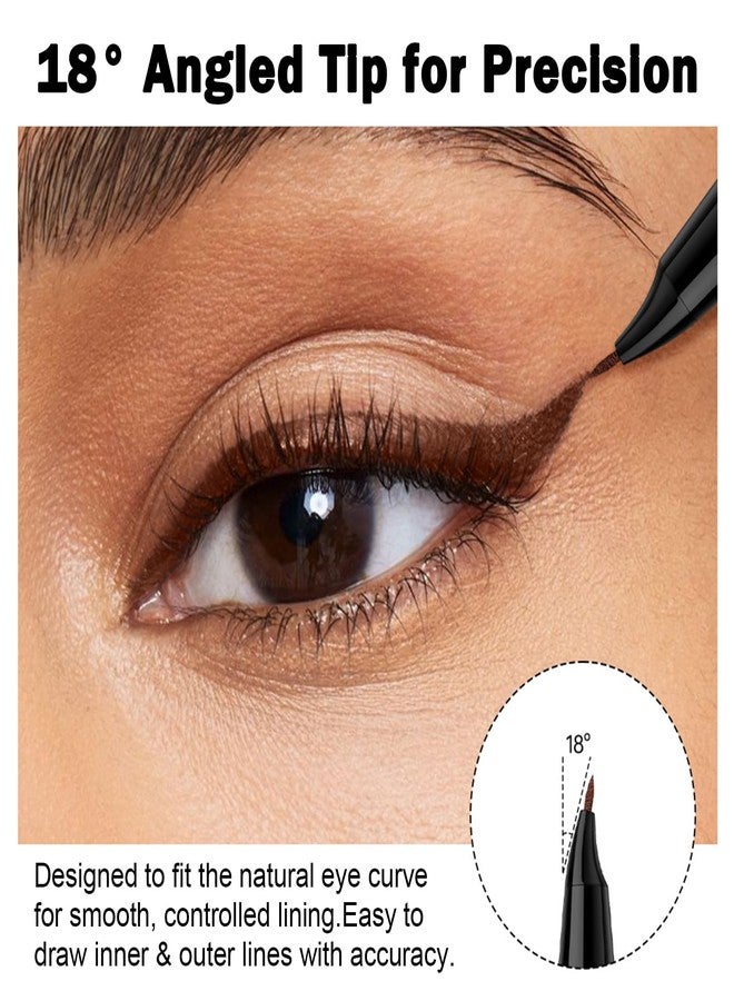 Jutqut Black Waterproof Liquid Eyeliner, Long-lasting Eye Liner with Ultra-Fine Brush-Tip for Precise Finish, Smudge-Proof Transfer-Resistant Formula, Smooth Glide Micro Angled Liquid Liner Pen - Image 3