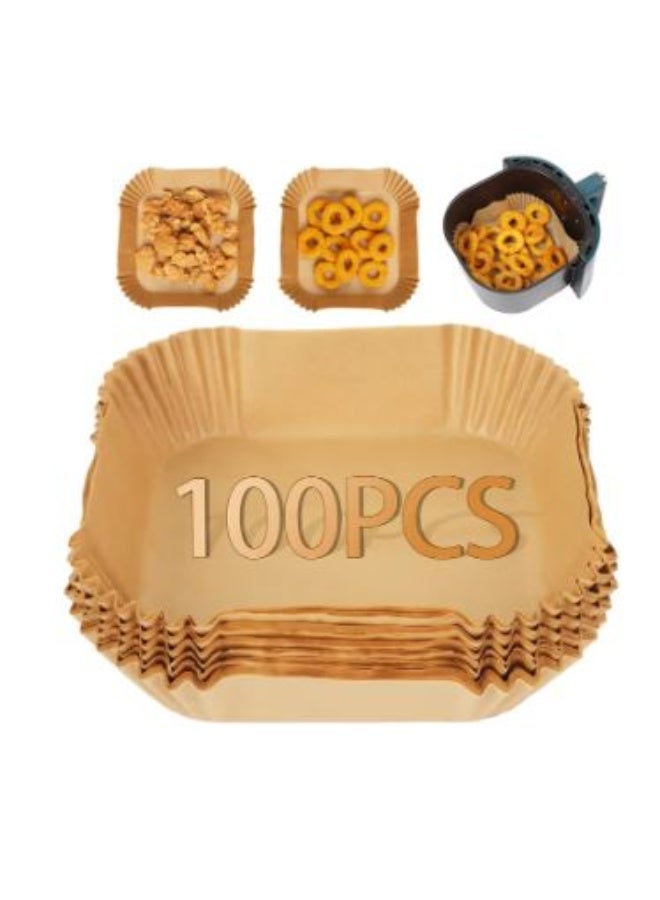 بطانات ورقية للقلاية الهوائية - 100 قطعة، غير لاصقة، مربعة، صغيرة - Image 1