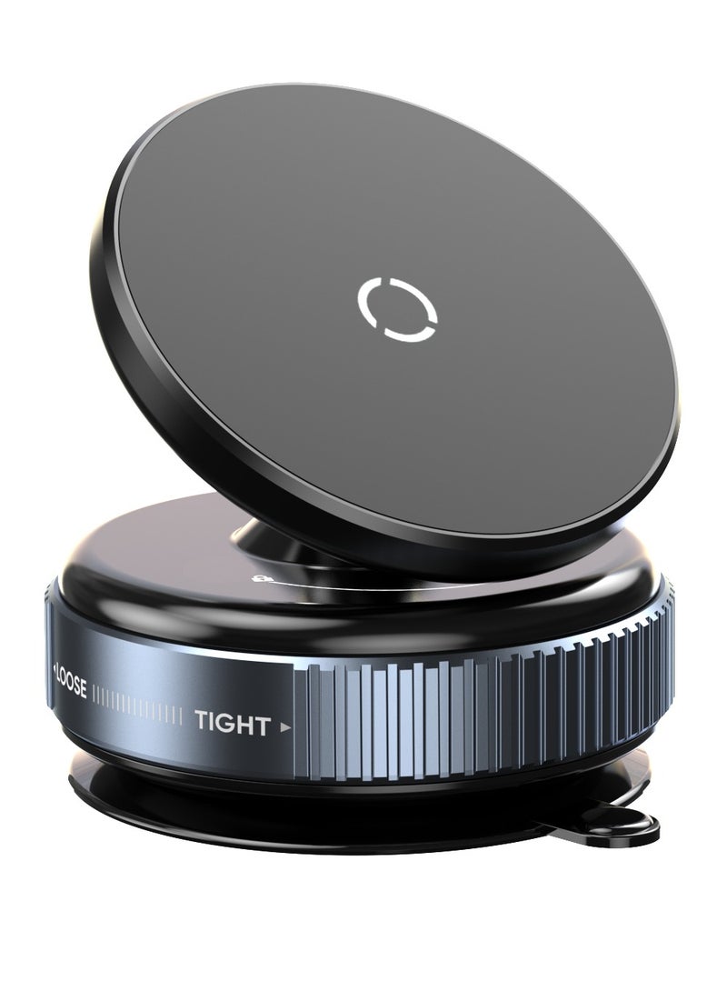 BROADONYX Magnetic Phone Holder for Car | 360° Rotating Mini Phone Stand with Strong Vacuum Suction Cup & Magnetic Ring | Universal Mobile Mount for Dashboard, Mirror, Shower & All Smooth Surfaces - Image 1