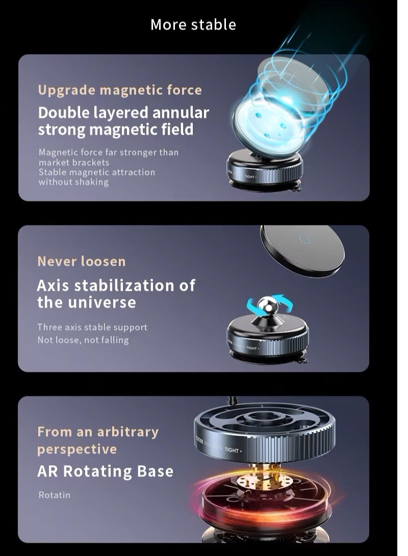 BROADONYX Magnetic Phone Holder for Car | 360° Rotating Mini Phone Stand with Strong Vacuum Suction Cup & Magnetic Ring | Universal Mobile Mount for Dashboard, Mirror, Shower & All Smooth Surfaces - Image 4
