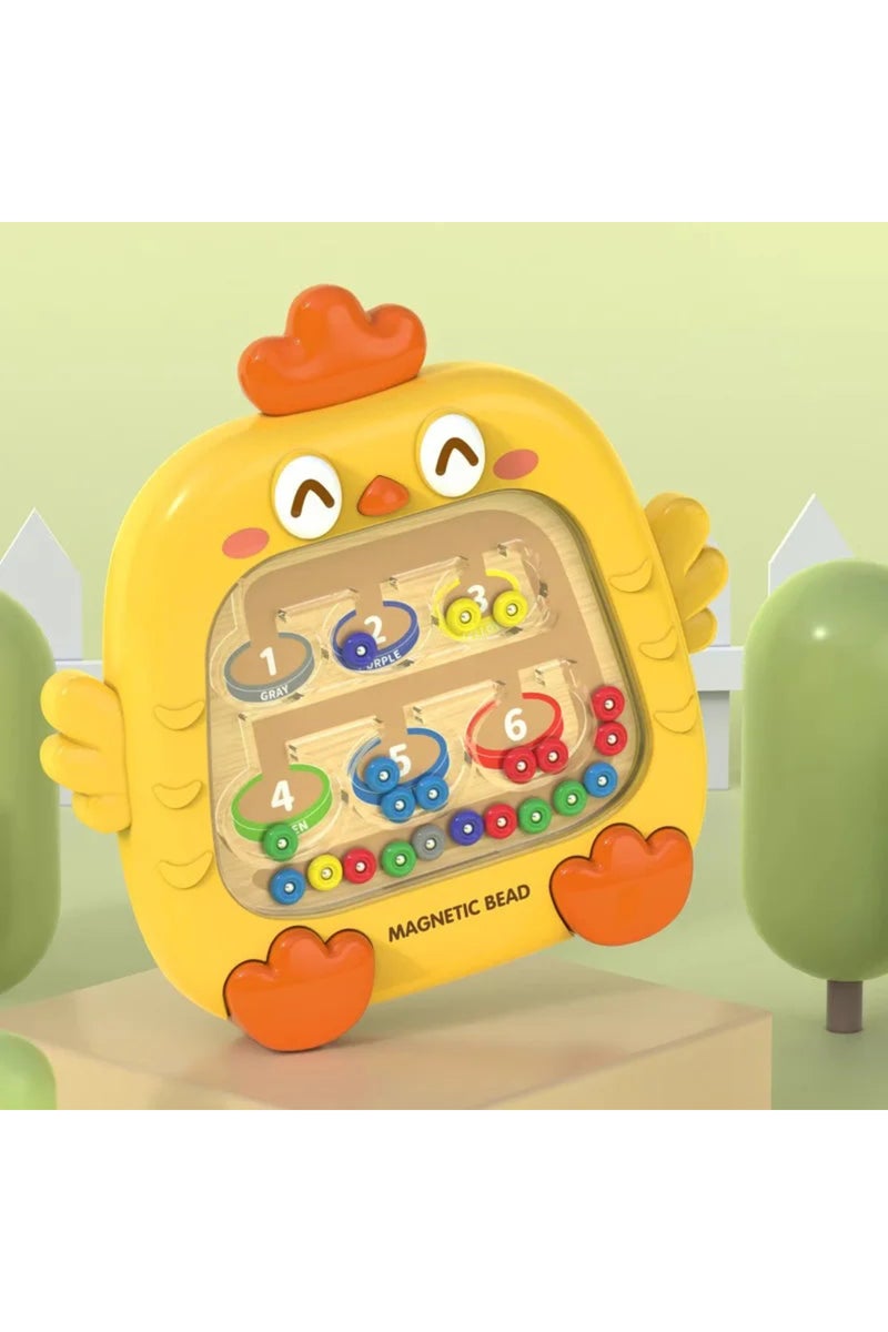 Yellow Montessori Sorting Games Magnetic Color Number Maze Board Pen Moving Bead Games Fine Motor Sk