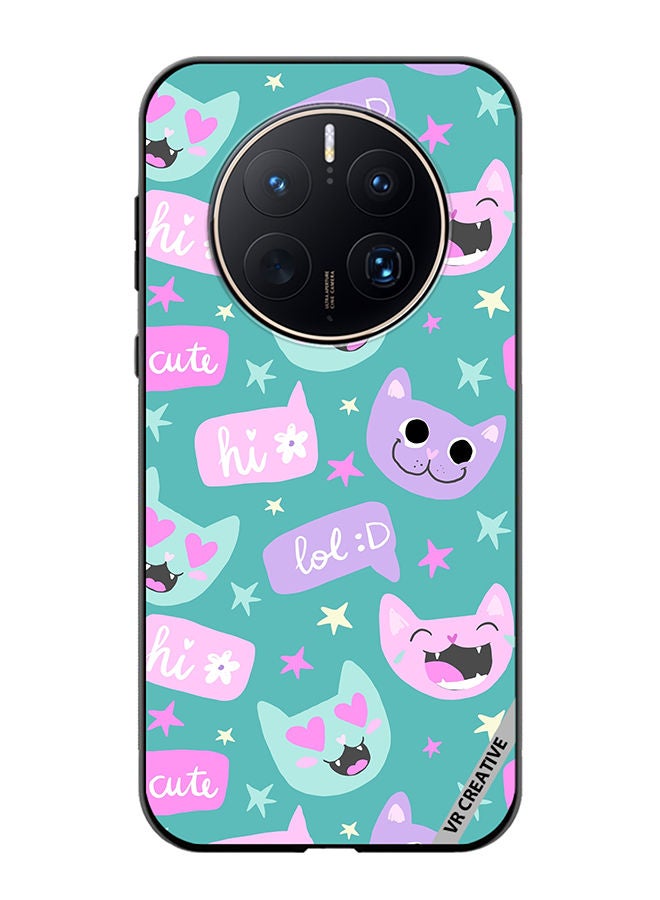 VR CREATIVE Protective Case Cover For Huawei Mate 50 Pro Cat Had And Bubble Speech Design Multicolour - Image 1