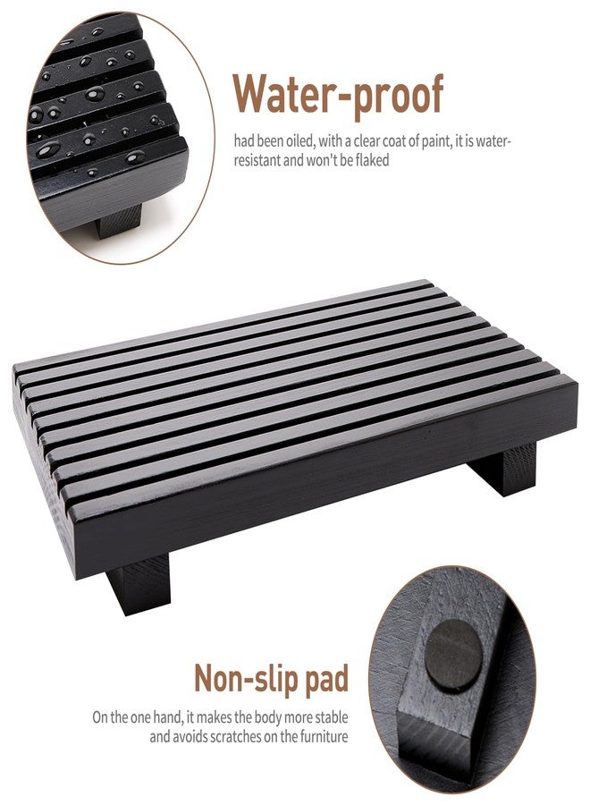 Renawe Black Bathroom Counter Organizer Wooden Display Pedesta Stand Kitchen Countertop Trays Farmhouse Wood Riser Dish Soap Dispenser Holder for Bathroom Decor Kitchen Sink Accessories Vanity Tray - Image 4