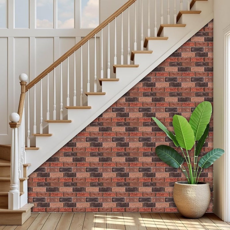 szgwtk 3D Wall Panels Peel and Stick,Faux Brick,Waterproof Self Adhesive Decorative Wall Panelsfor Interior Wall Decor,Living Room,TV Background,Study Room,Fireplace,Bedroom 10 Pcs 30x30cm - Image 5