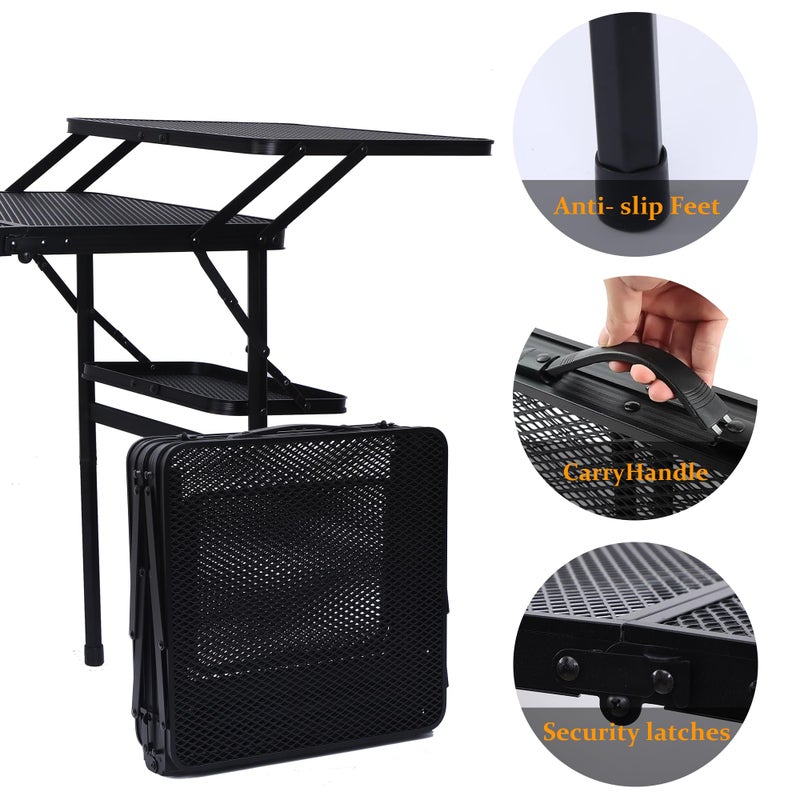 Nice C Camping Table, Compact Folding Table, Tailgate Grill Table, Outdoor Tables, Camping Tables That Fold Up Lightweight, with 4 Side Tables & Mesh Net for BBQ, Camping - Image 3