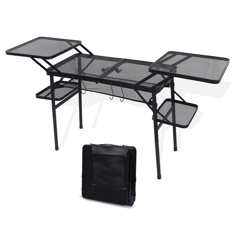 Nice C Camping Table, Compact Folding Table, Tailgate Grill Table, Outdoor Tables, Camping Tables That Fold Up Lightweight, with 4 Side Tables & Mesh Net for BBQ, Camping - Image 1