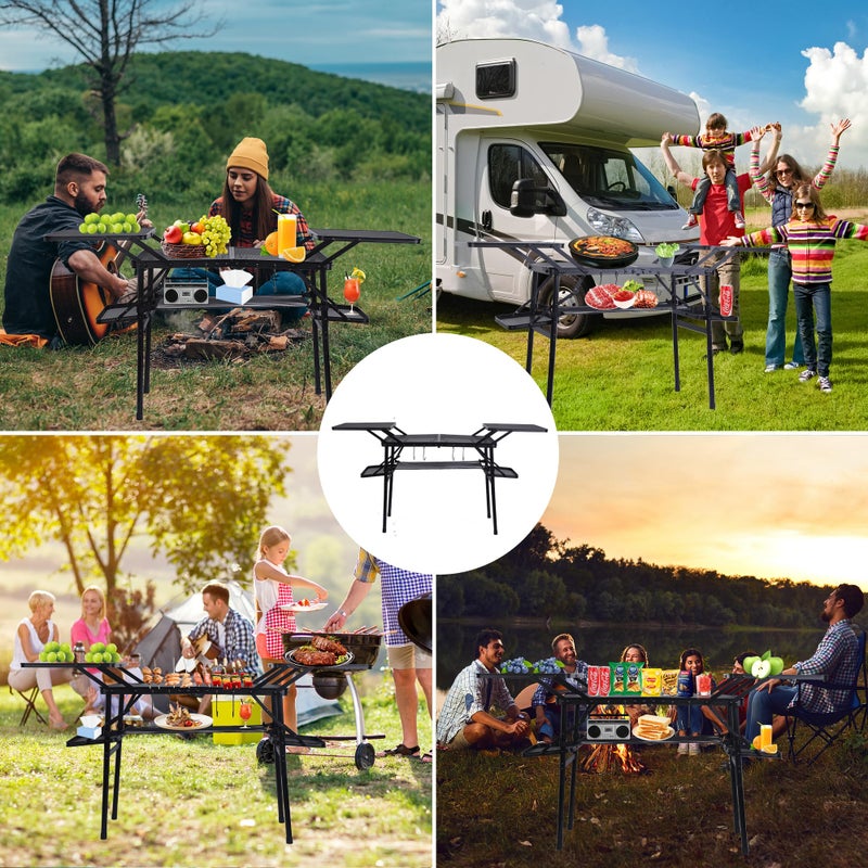 Nice C Camping Table, Compact Folding Table, Tailgate Grill Table, Outdoor Tables, Camping Tables That Fold Up Lightweight, with 4 Side Tables & Mesh Net for BBQ, Camping - Image 4